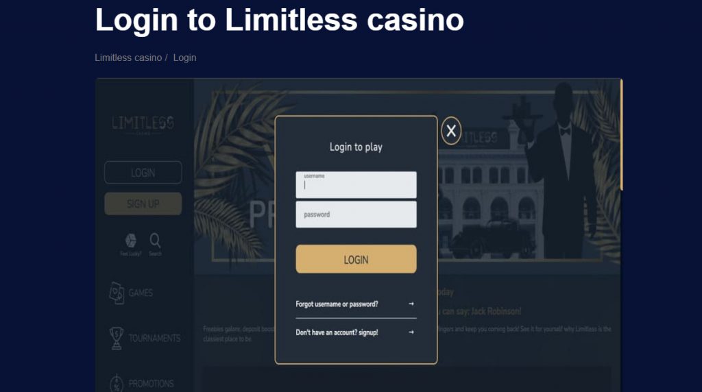 Limitless Casino: Login Guide й